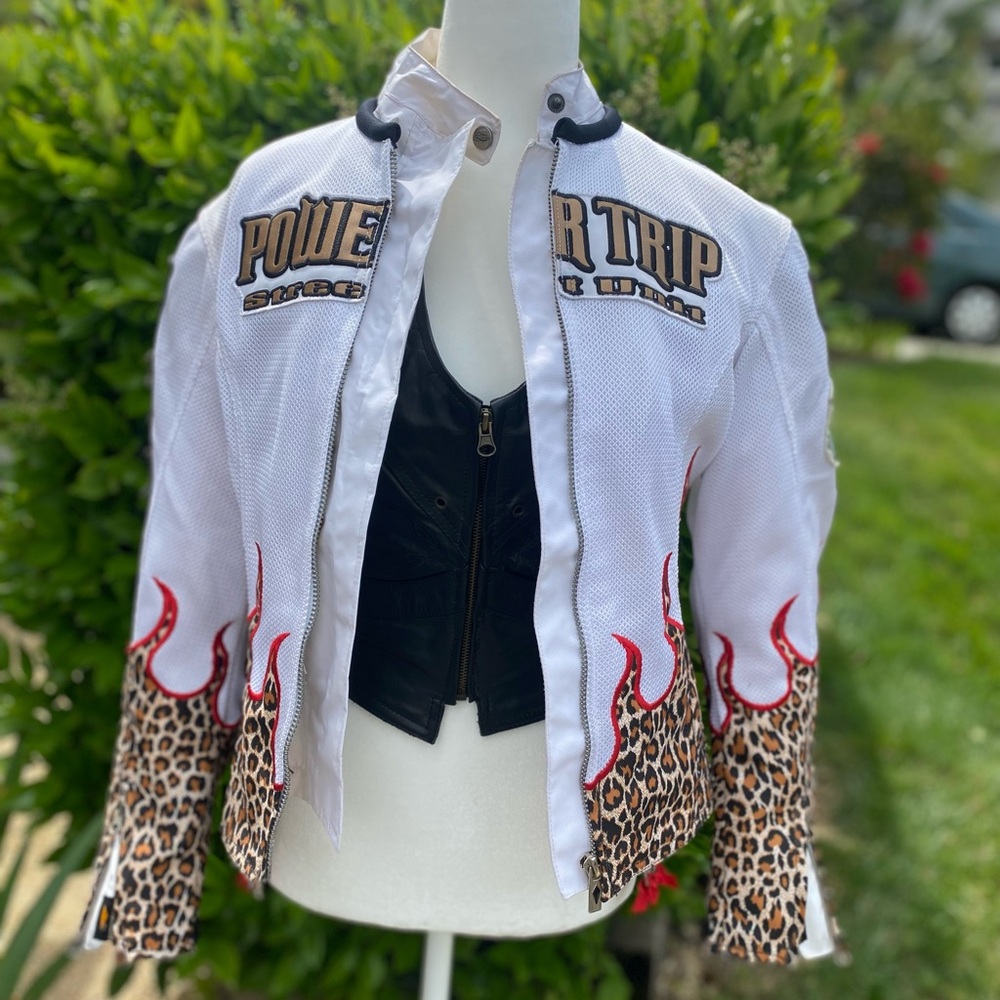 Joe Rocket ‘Power Trip’ Motorcycle Jacket with Leopard Print